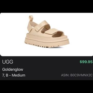Like new, barely worn, UGG sandals, size 7, neutral color,1.75 inch platform